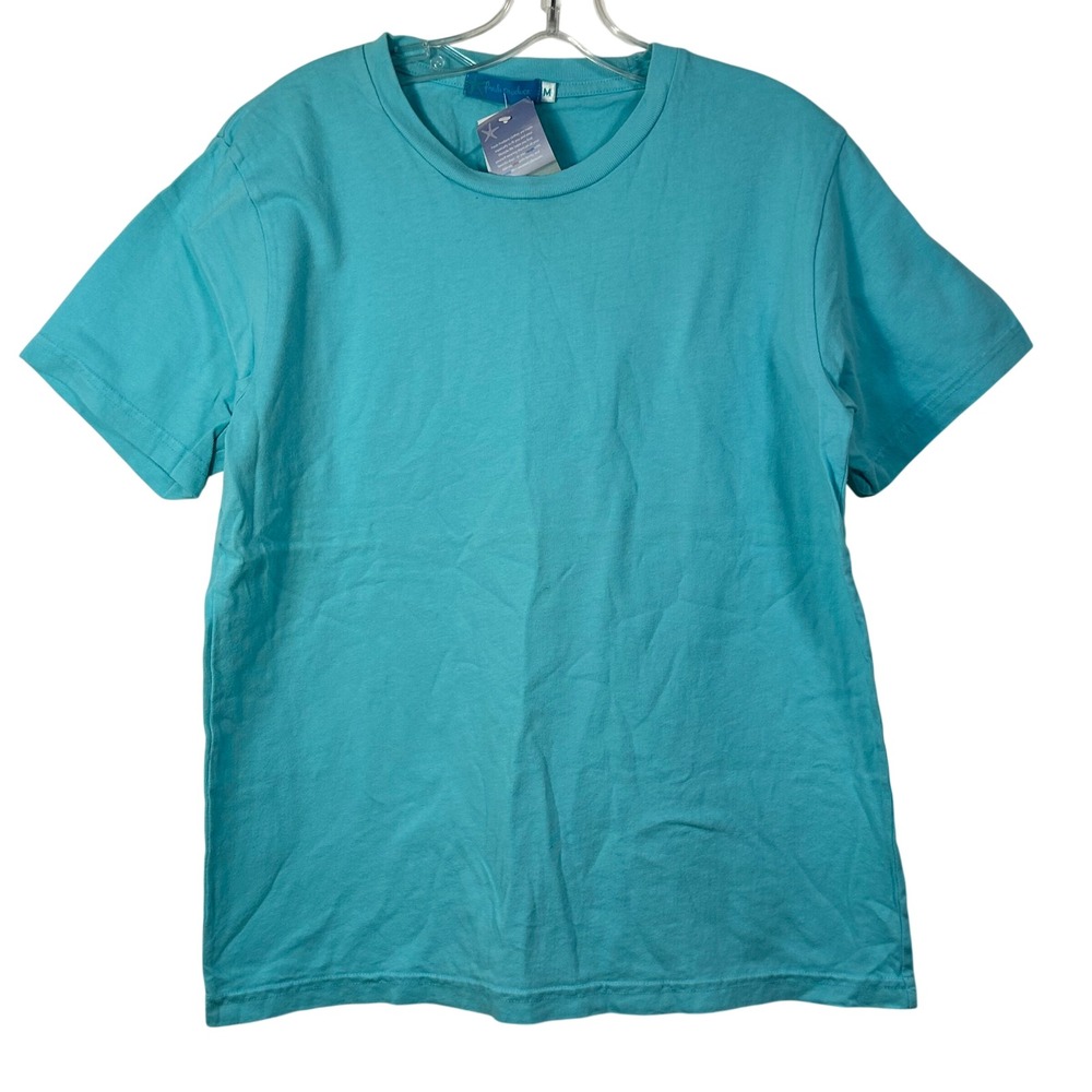 Fresh Produce Scoopy Crew T-Shirt Clear Water Blue Cotton USA‎ Womens Medium NWT
